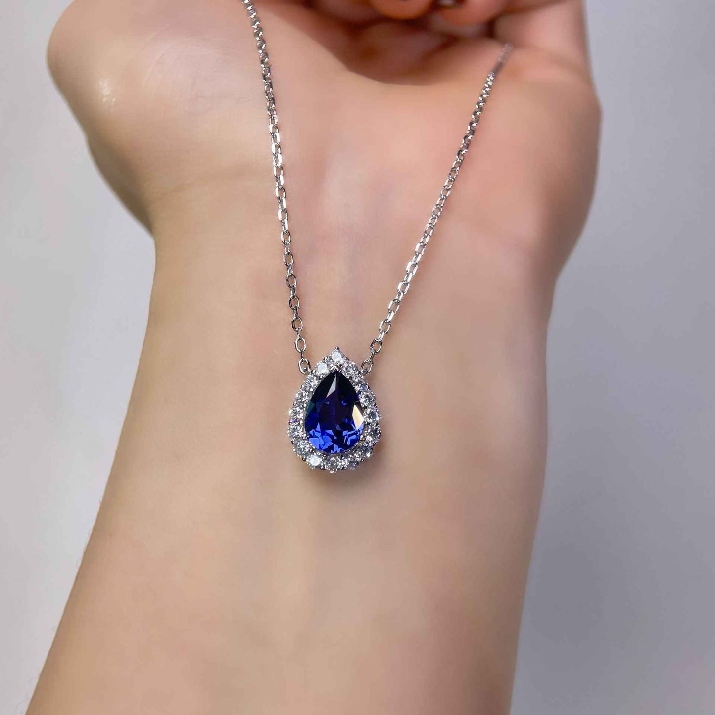 silver sapphire necklace