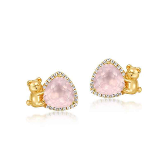 Rose Quartz Gold Earrings