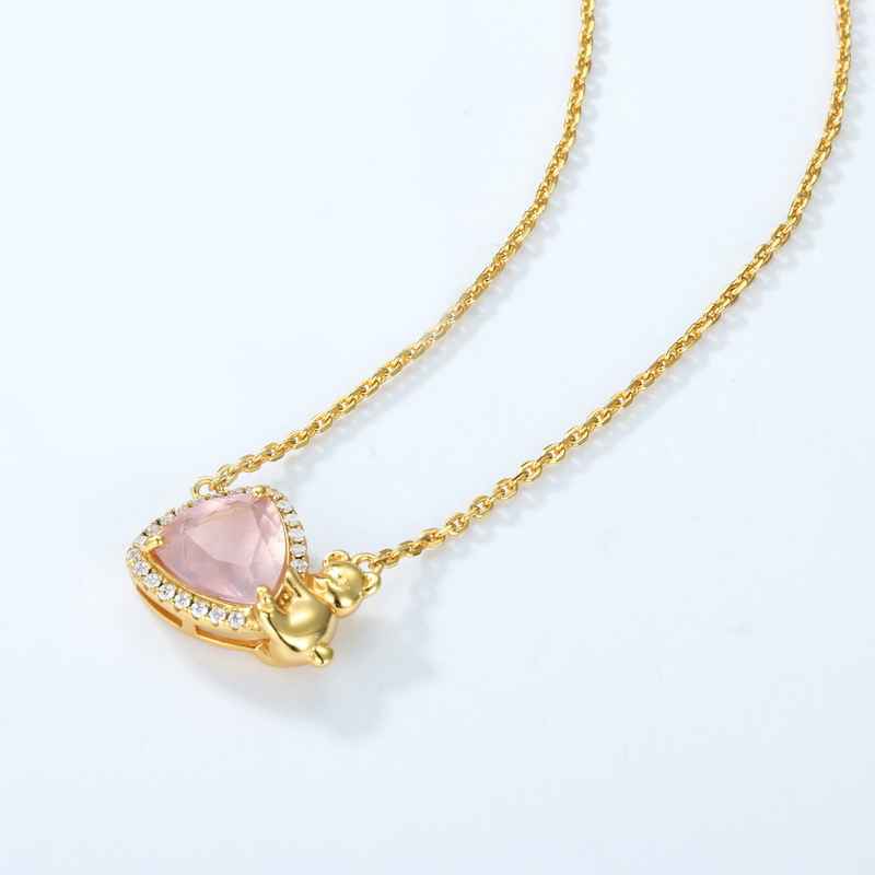 rose quartz gold necklace