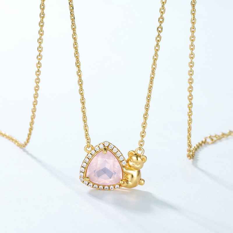 rose quartz gold necklace