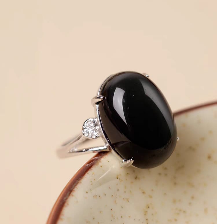 Obsidian Engagement Ring