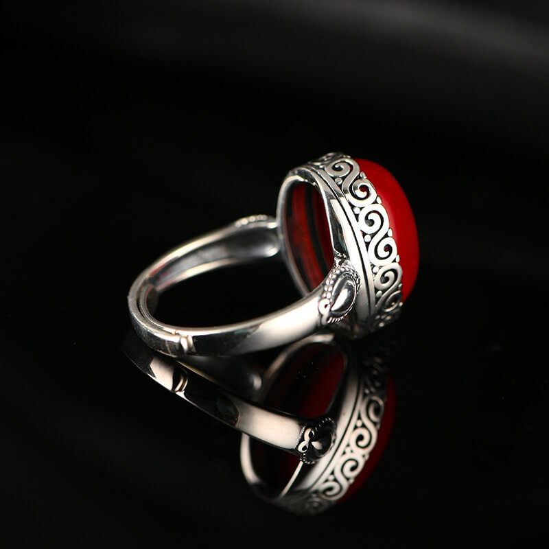 Red Coral Gemstone Ring