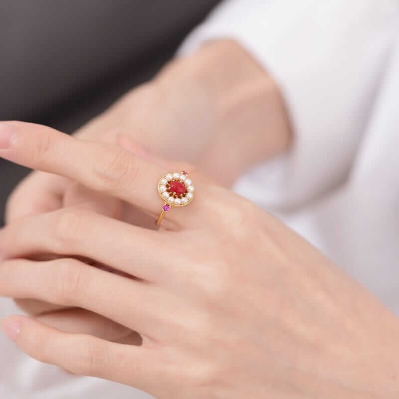 Sterling Silver Red Coral Ring