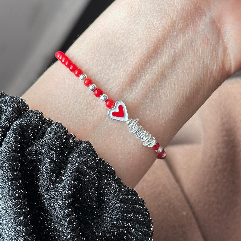 Red Coral and Silver Bracelet