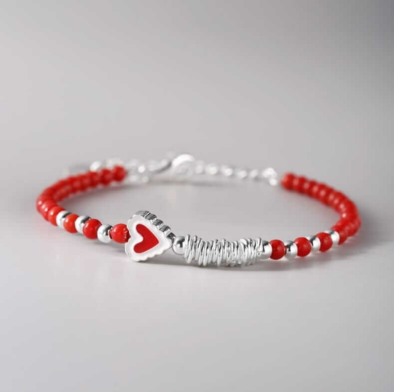 Red Coral and Silver Bracelet