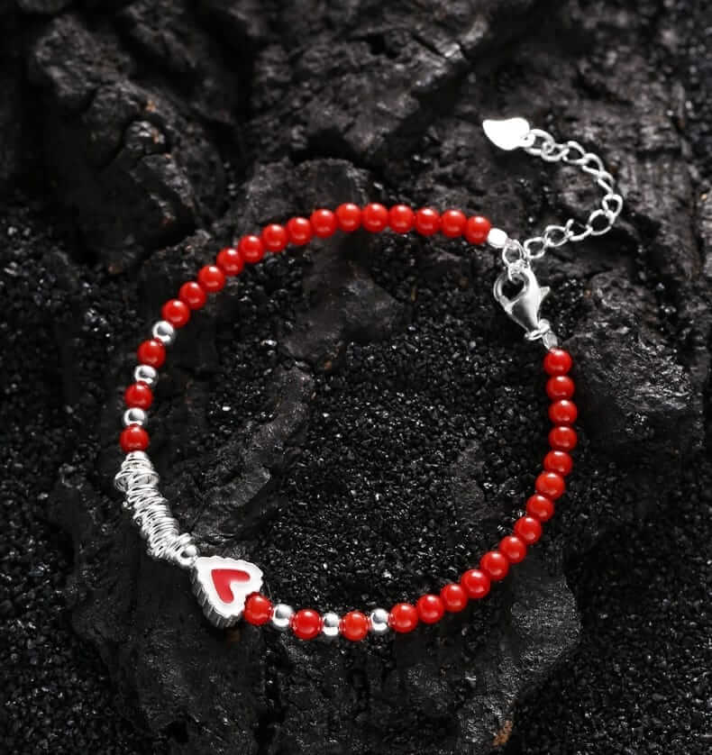 Red Coral and Silver Bracelet