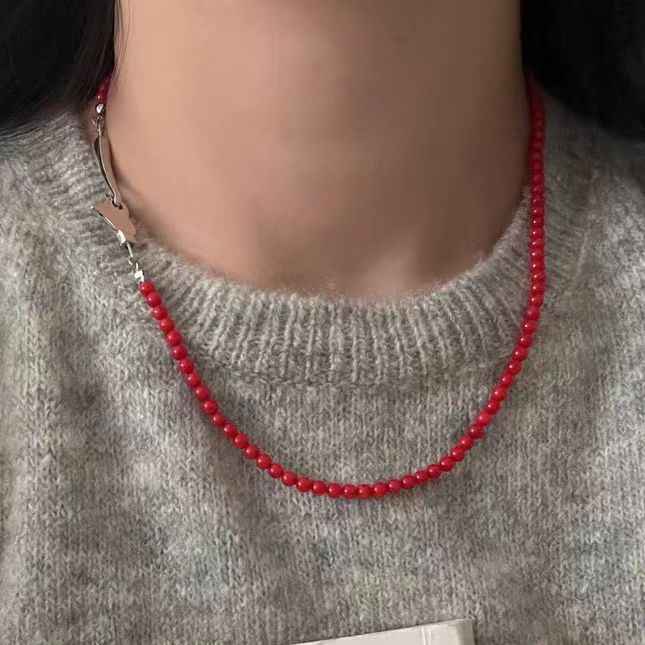 Red Coral Bead Necklace