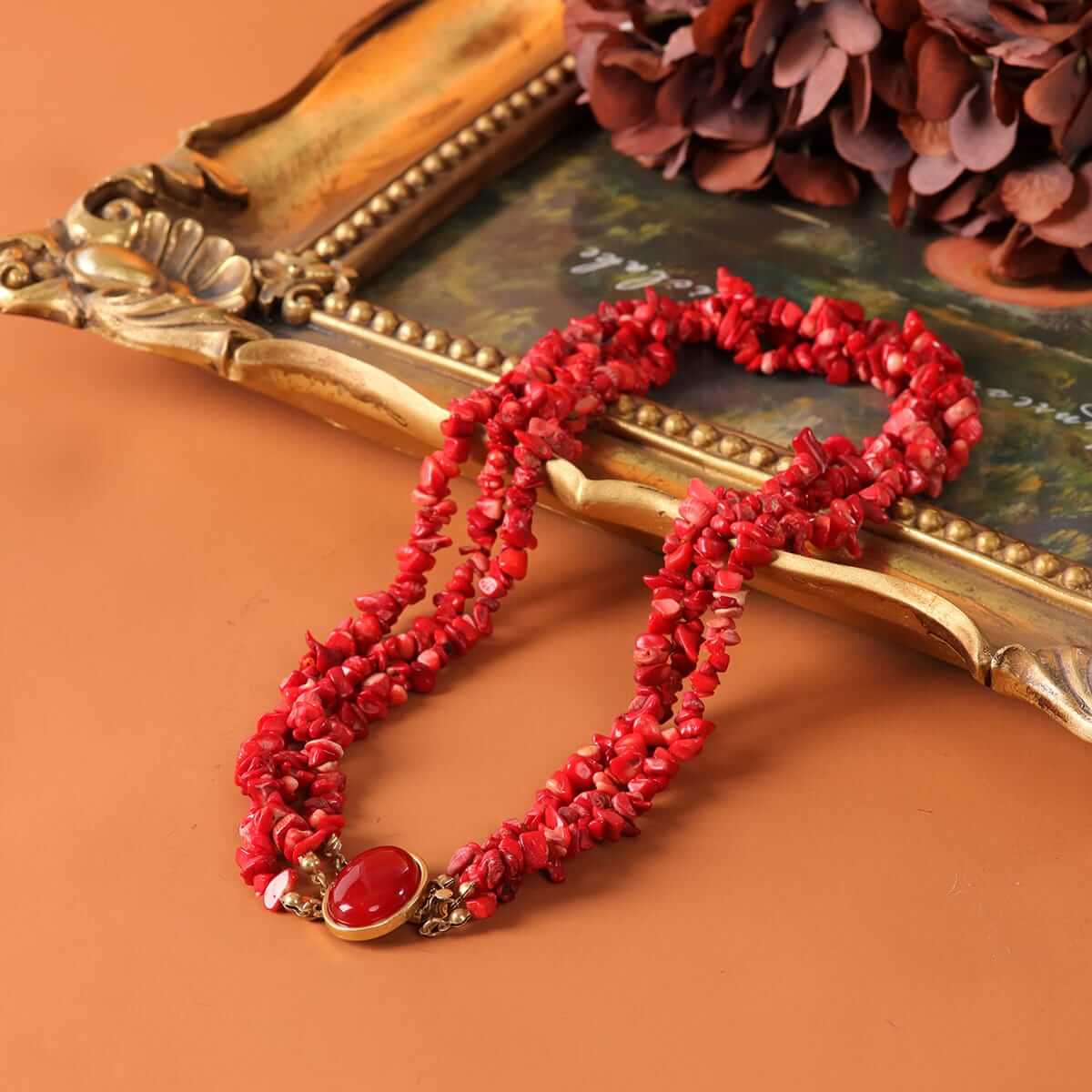 multi strand red coral necklace