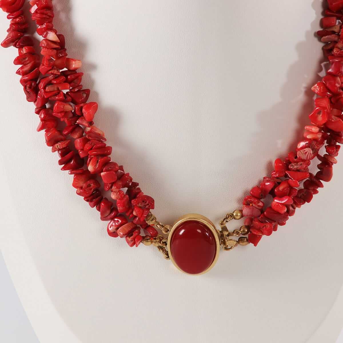 multi strand red coral necklace