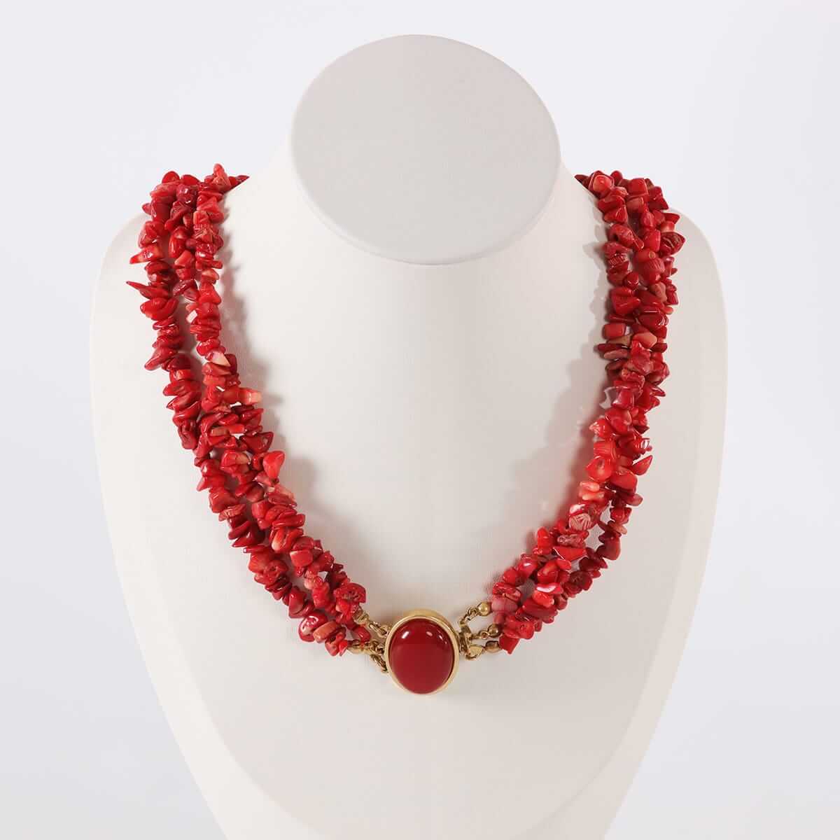 multi strand red coral necklace