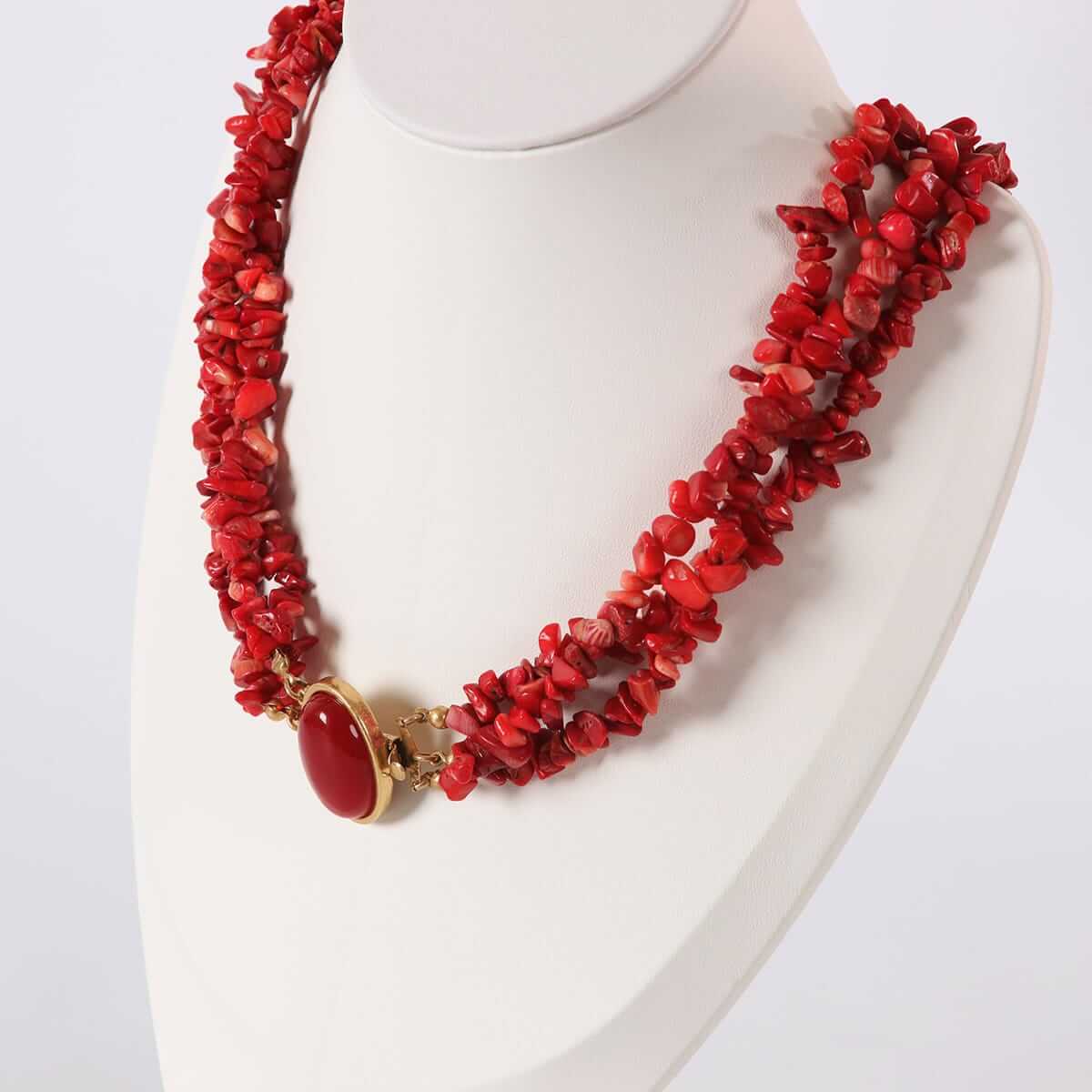 multi strand red coral necklace