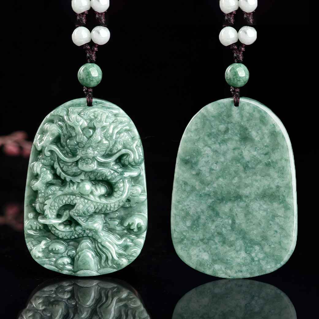 Mens Jade Necklace - Feng Shui Dragon Necklace