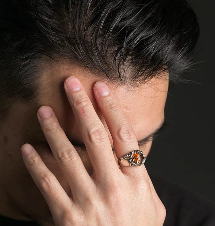 Mens Amber Ring