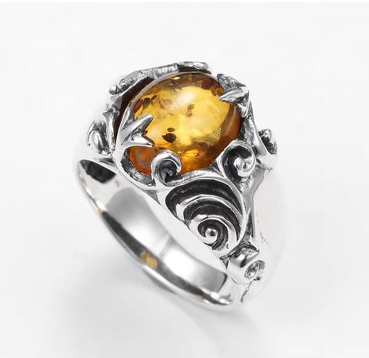 Mens Amber Ring