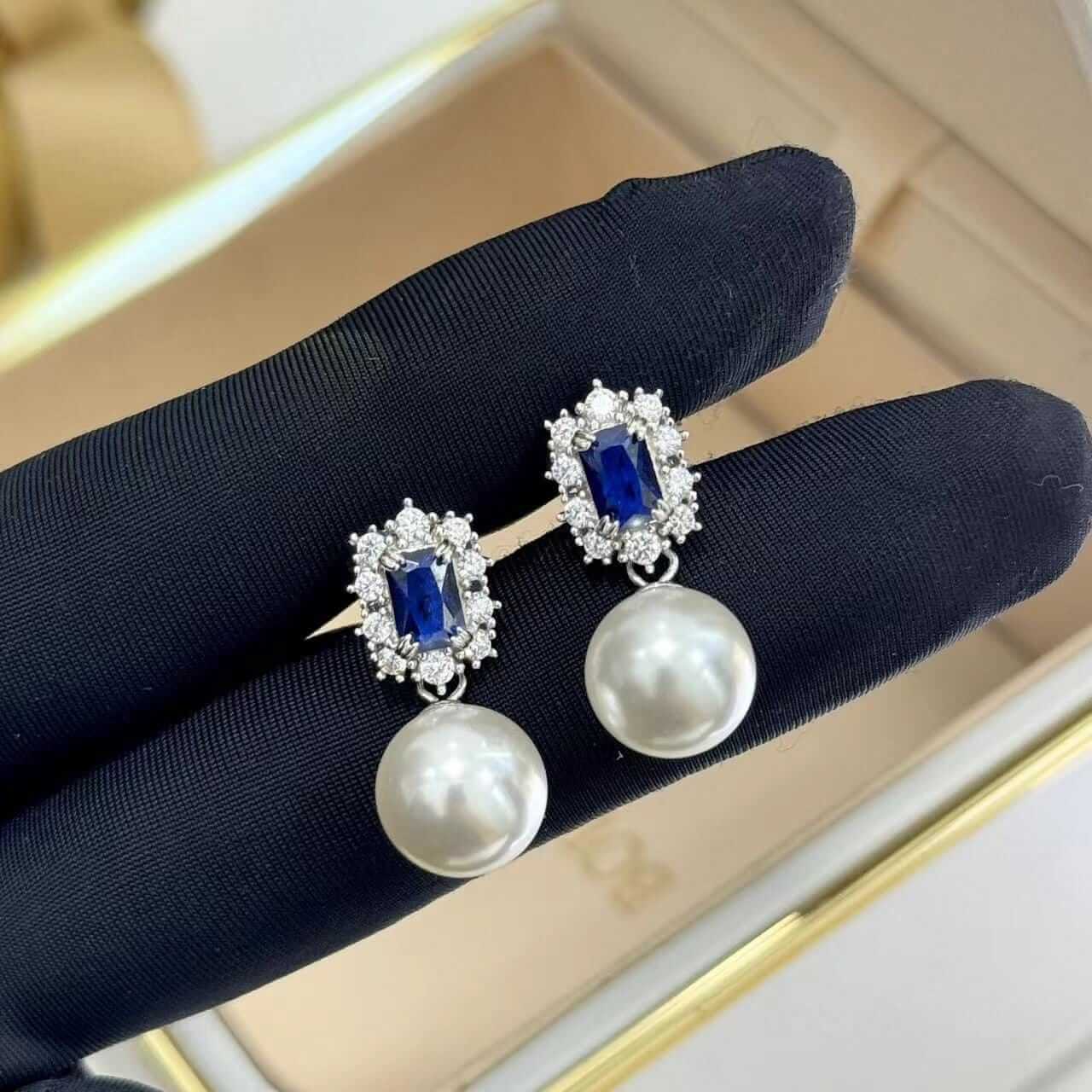 Sapphire Pearl Earrings