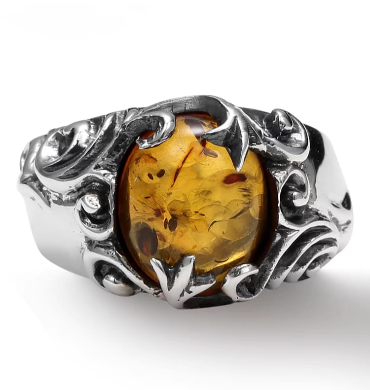 Mens Amber Ring