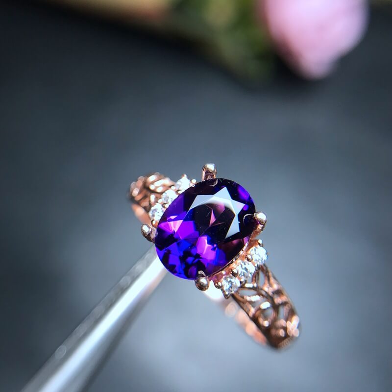 Amethyst Diamond Ring