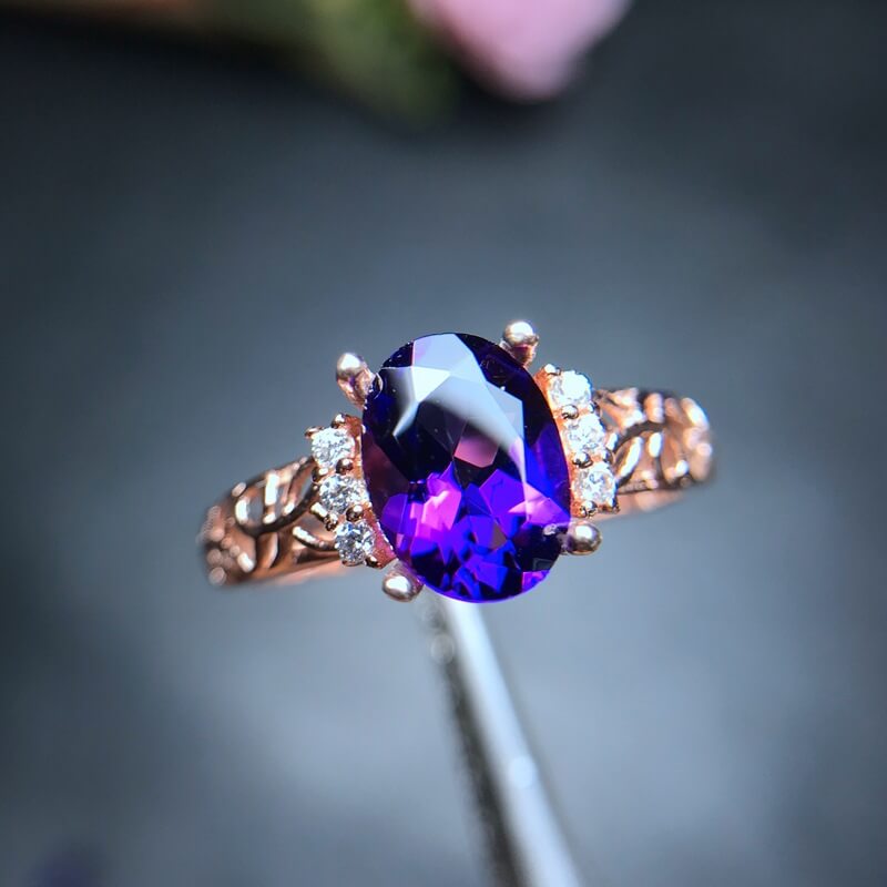 Amethyst Diamond Ring