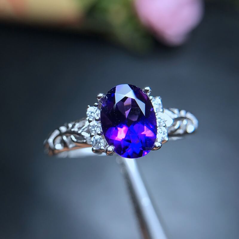 Amethyst Diamond Ring