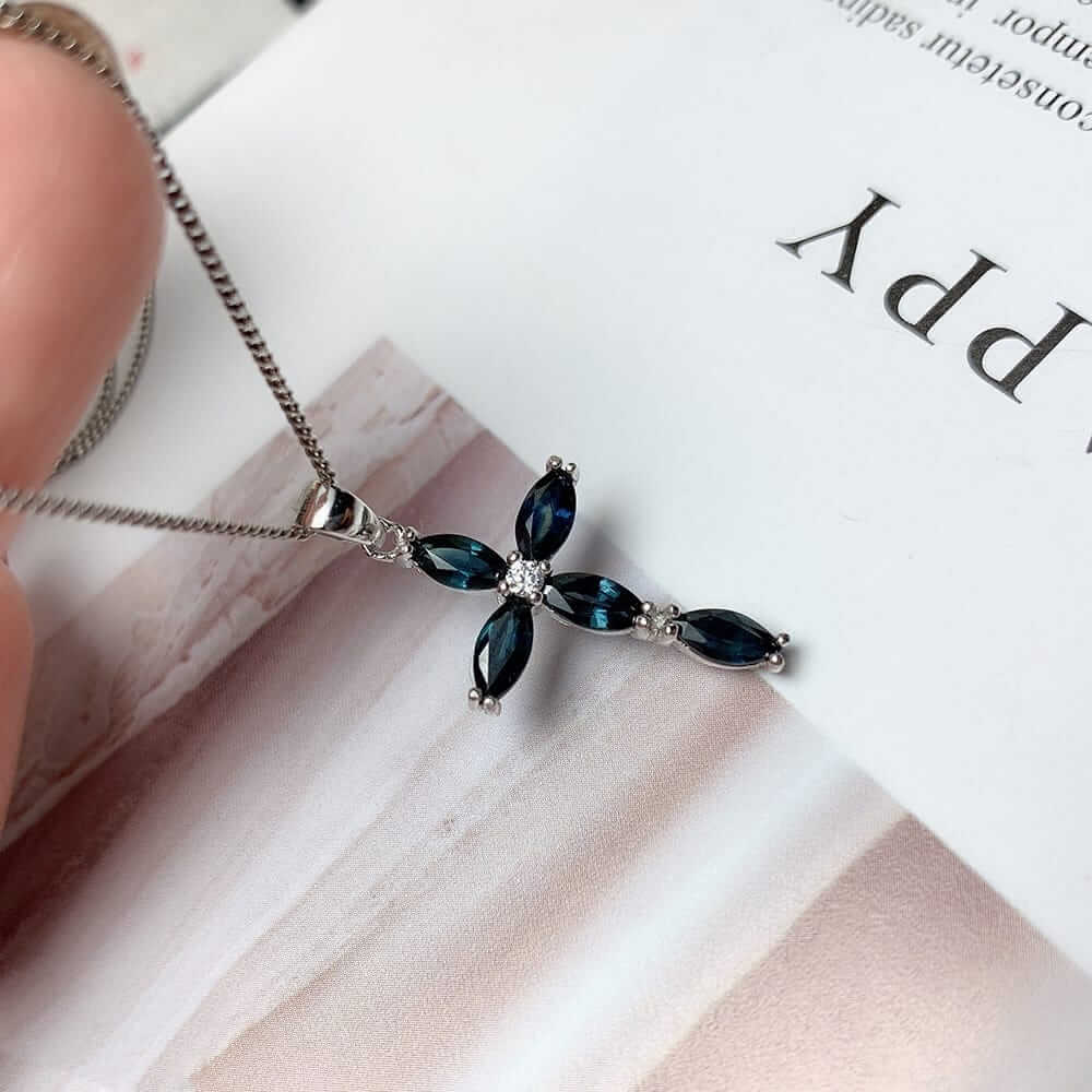 Sapphire Cross Necklace