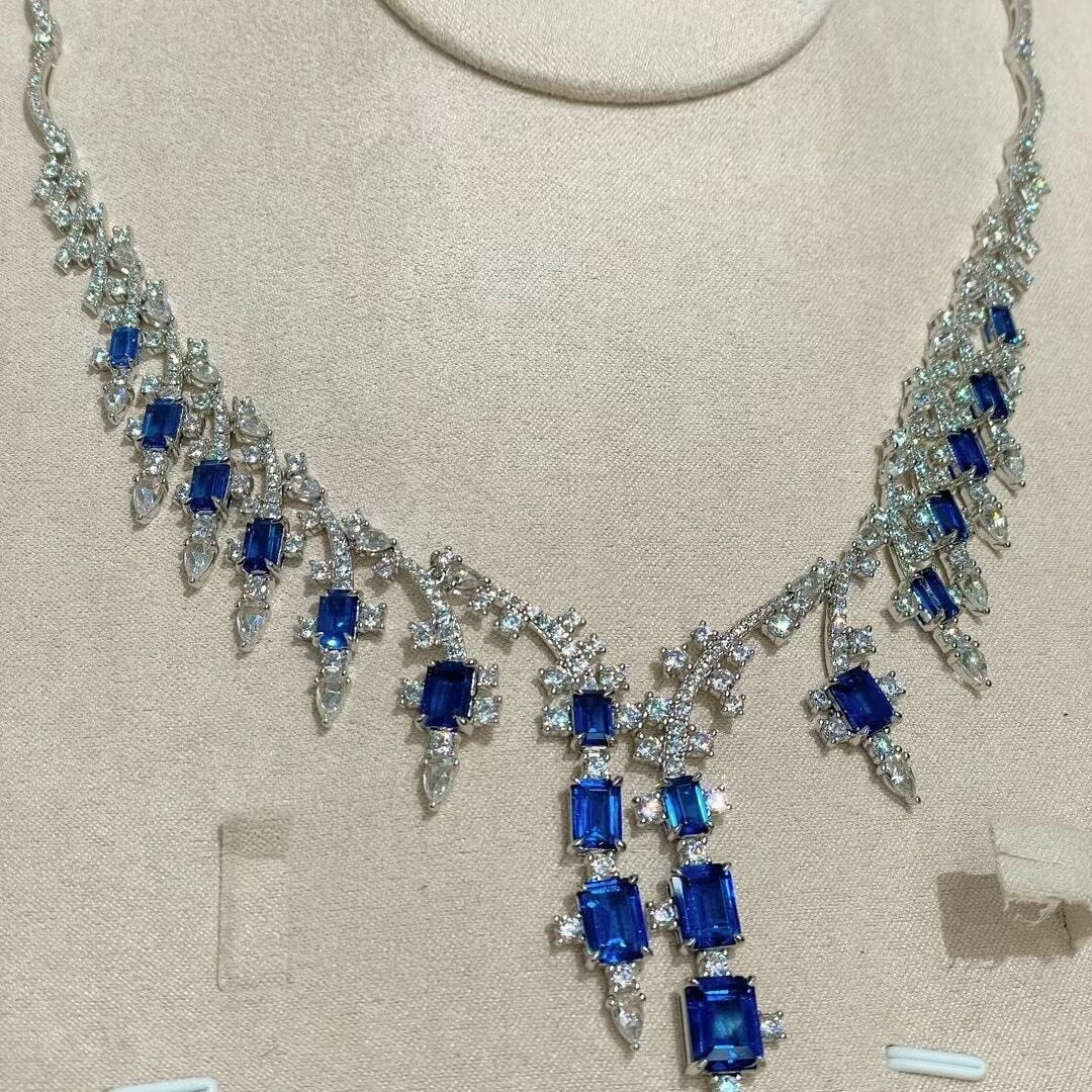 Wedding Necklace - Sapphire Diamond Necklace