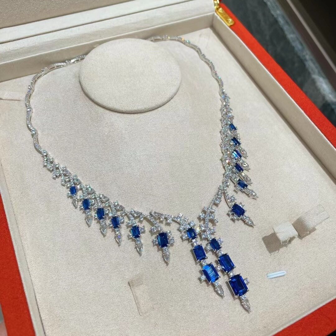 Wedding Necklace - Sapphire Diamond Necklace