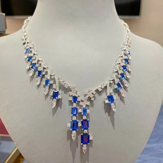 Wedding Necklace - Sapphire Diamond Necklace