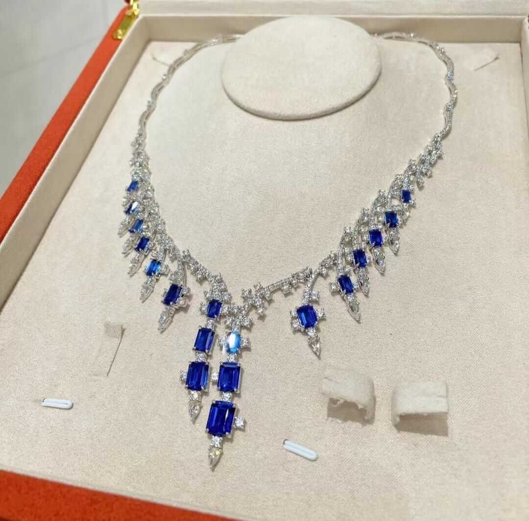 Wedding Necklace - Sapphire Diamond Necklace