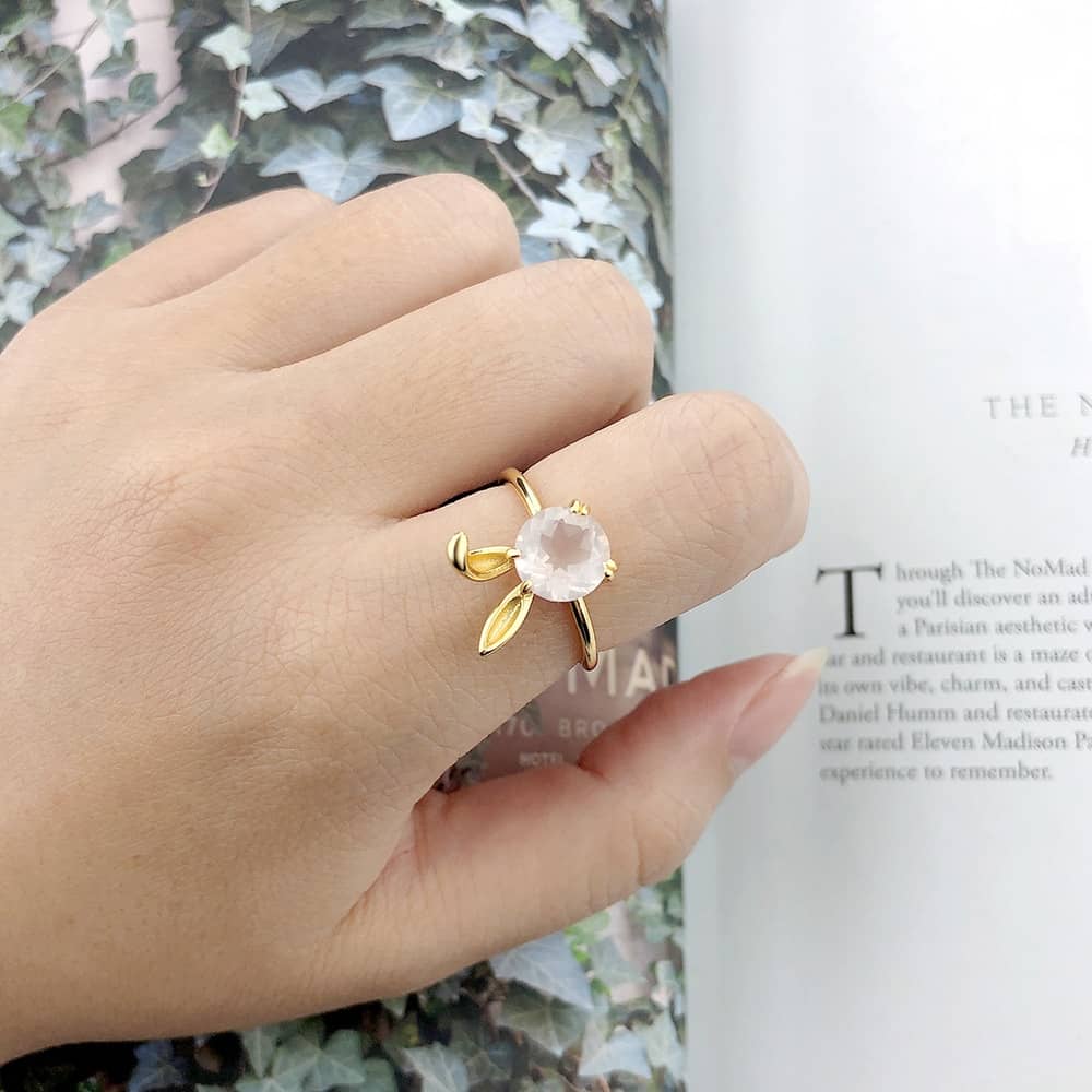 Rose Quartz and Gold Ring