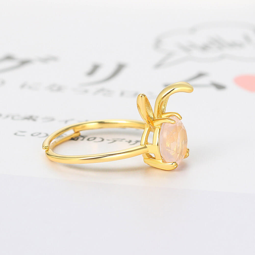 Rose Quartz and Gold Ring