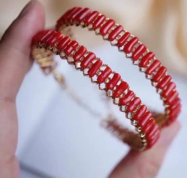 Red Coral Bracelet Gold