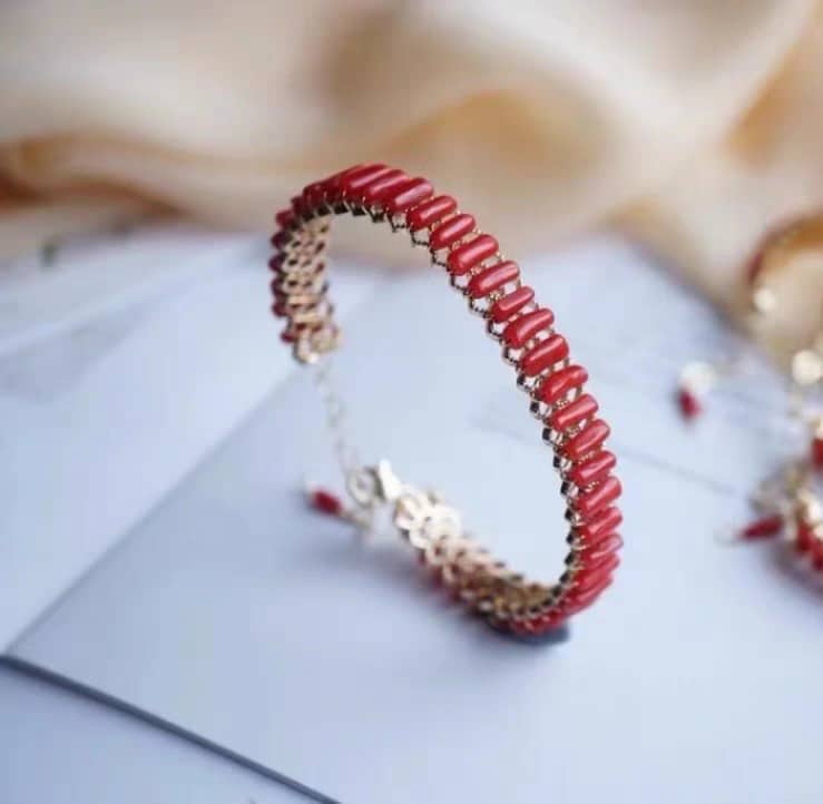 Red Coral Bracelet Gold