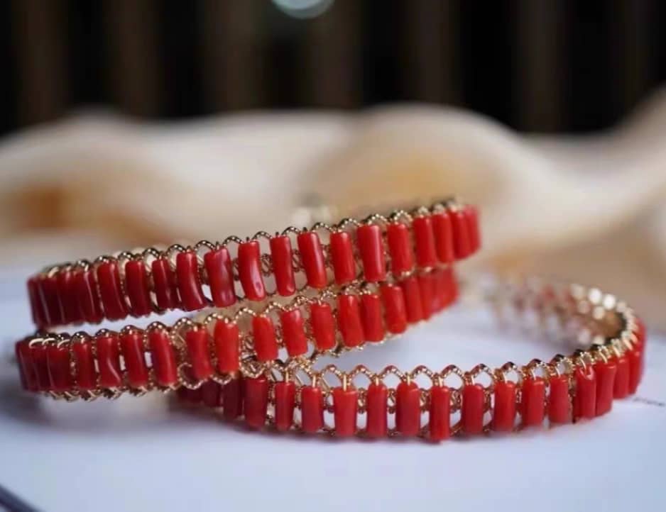 Red Coral Bracelet Gold