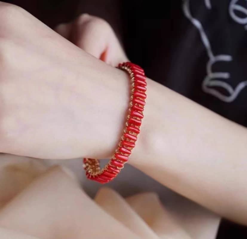 Red Coral Bracelet Gold