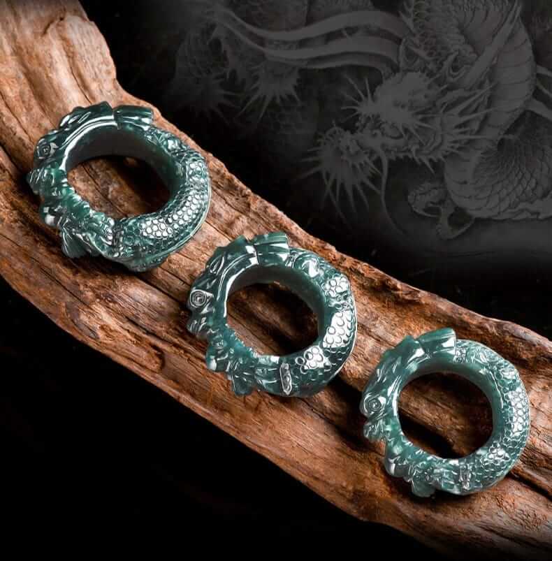 Dragon Ring Feng Shui - Mens Jade Ring