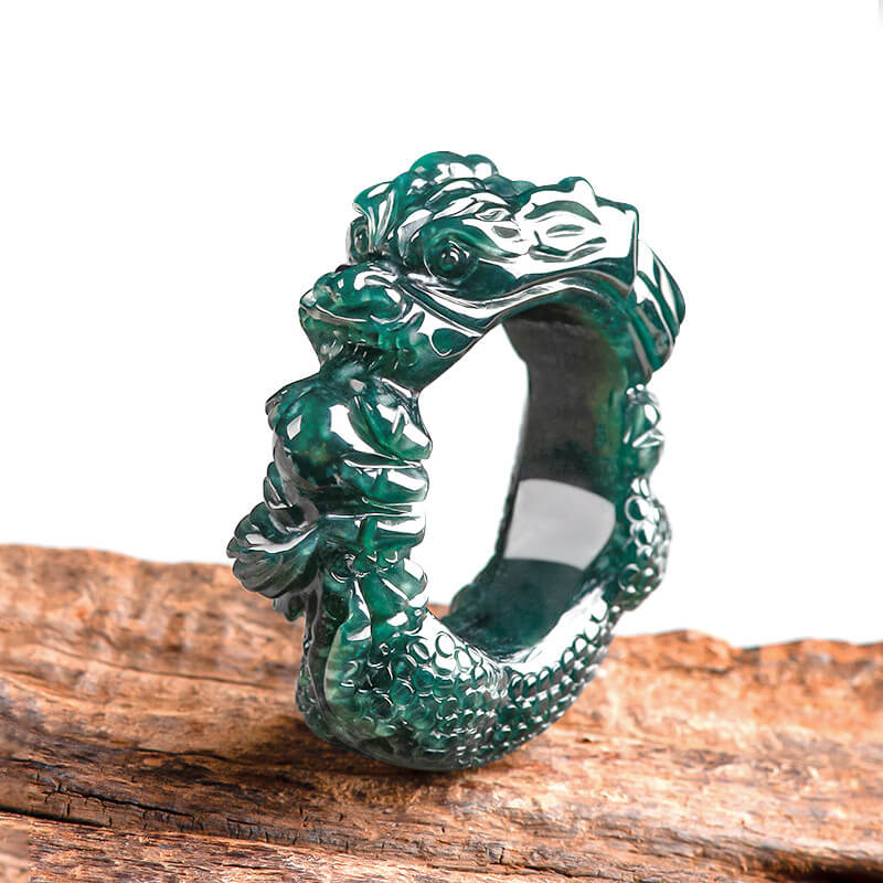 Dragon Ring Feng Shui - Mens Jade Ring