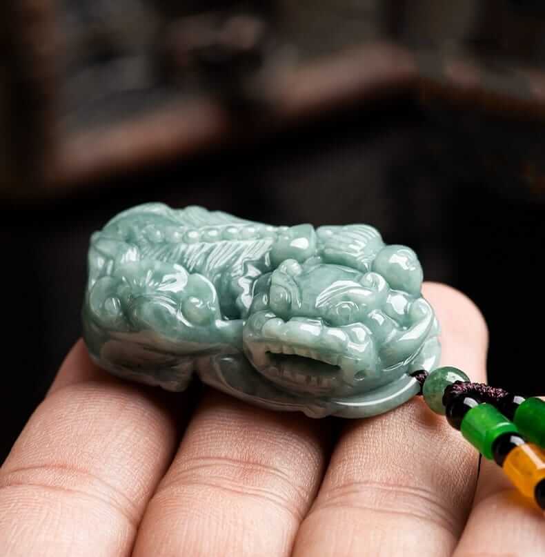 Feng Shui Pixiu Necklace - Mens Jade Necklace