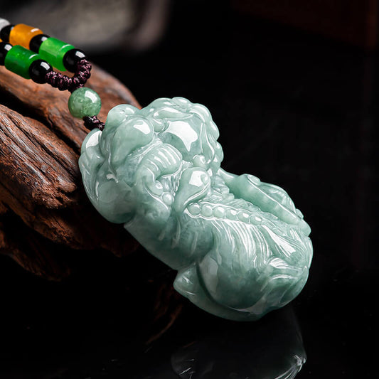 Feng Shui Pixiu Necklace - Mens Jade Necklace