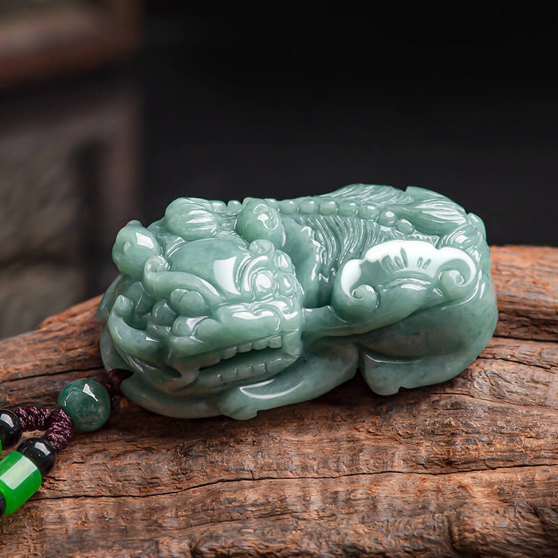 Feng Shui Pixiu Necklace - Mens Jade Necklace