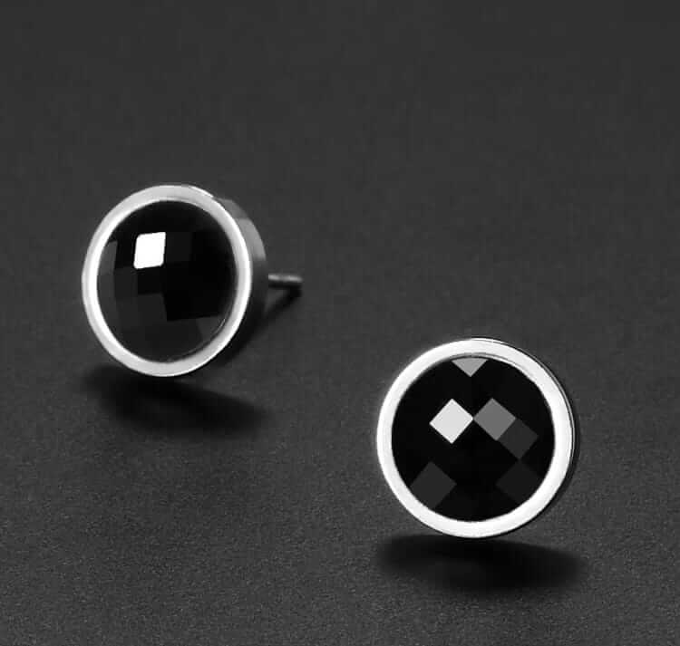 Mens Obsidian Earrings