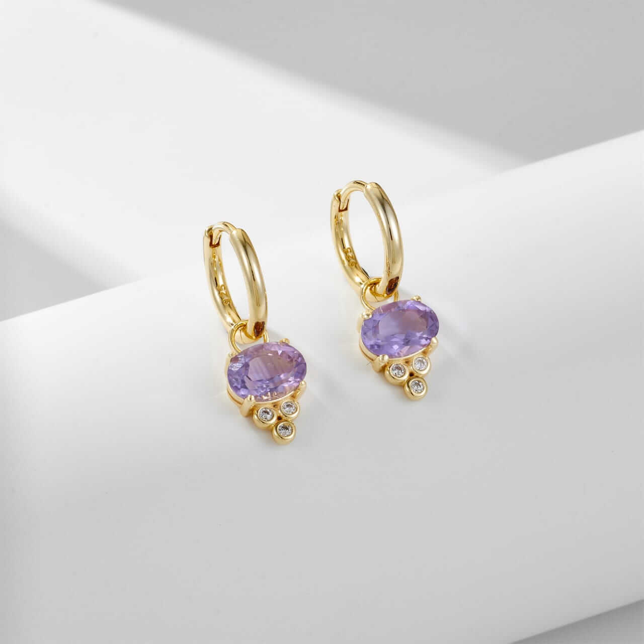 Amethyst Earrings Gold - February Birthstone Earrings