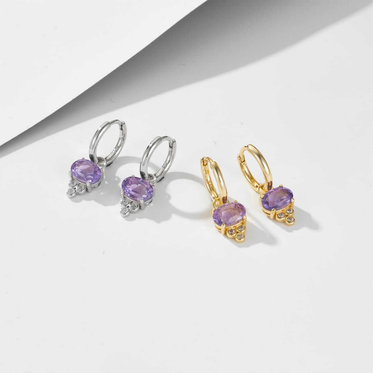 Amethyst Earrings Gold - February Birthstone Earrings