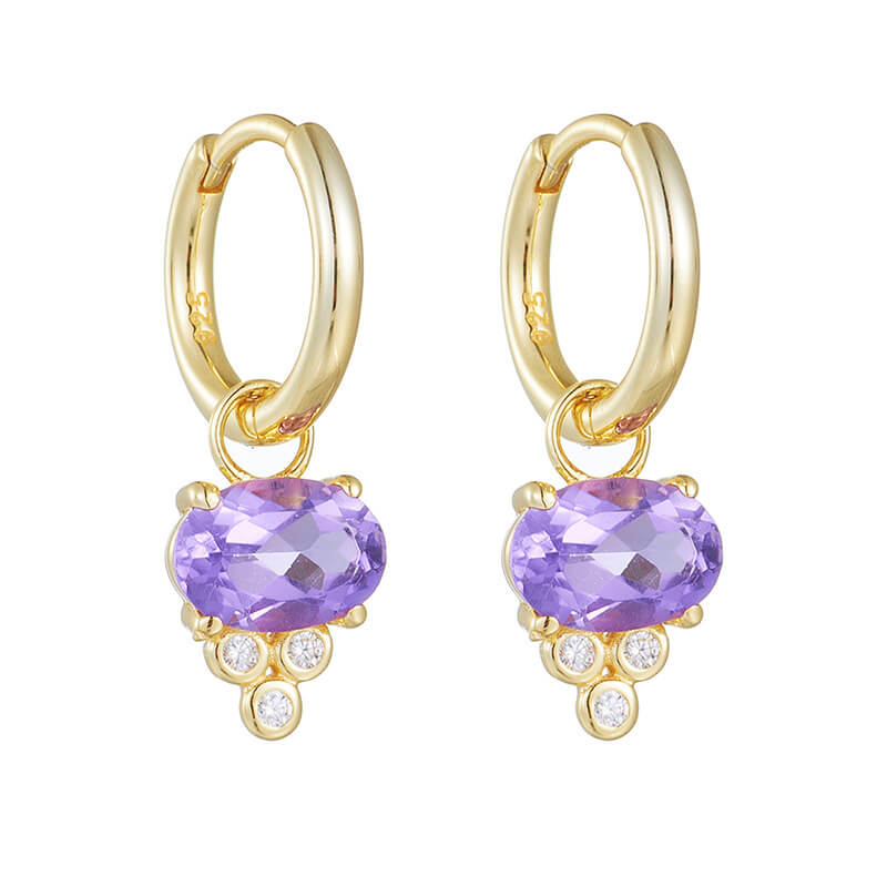 Amethyst Earrings Gold - February Birthstone Earrings