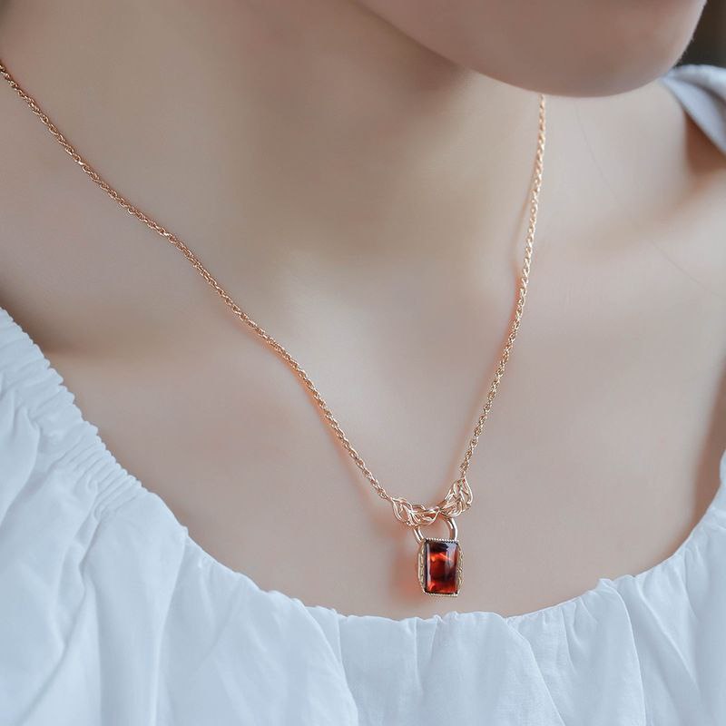 Amber Crystal Necklace - Baguette Necklaces