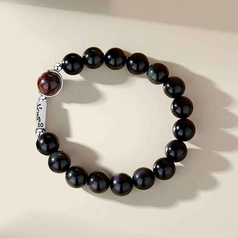 Matching Couple Bracelets - Obsidian and Tiger Eyes Bracelet