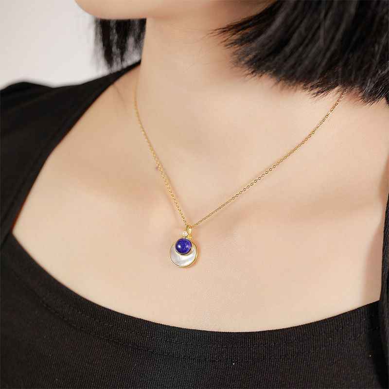 Lapis Lazuli Necklace - Round Pendant Necklace