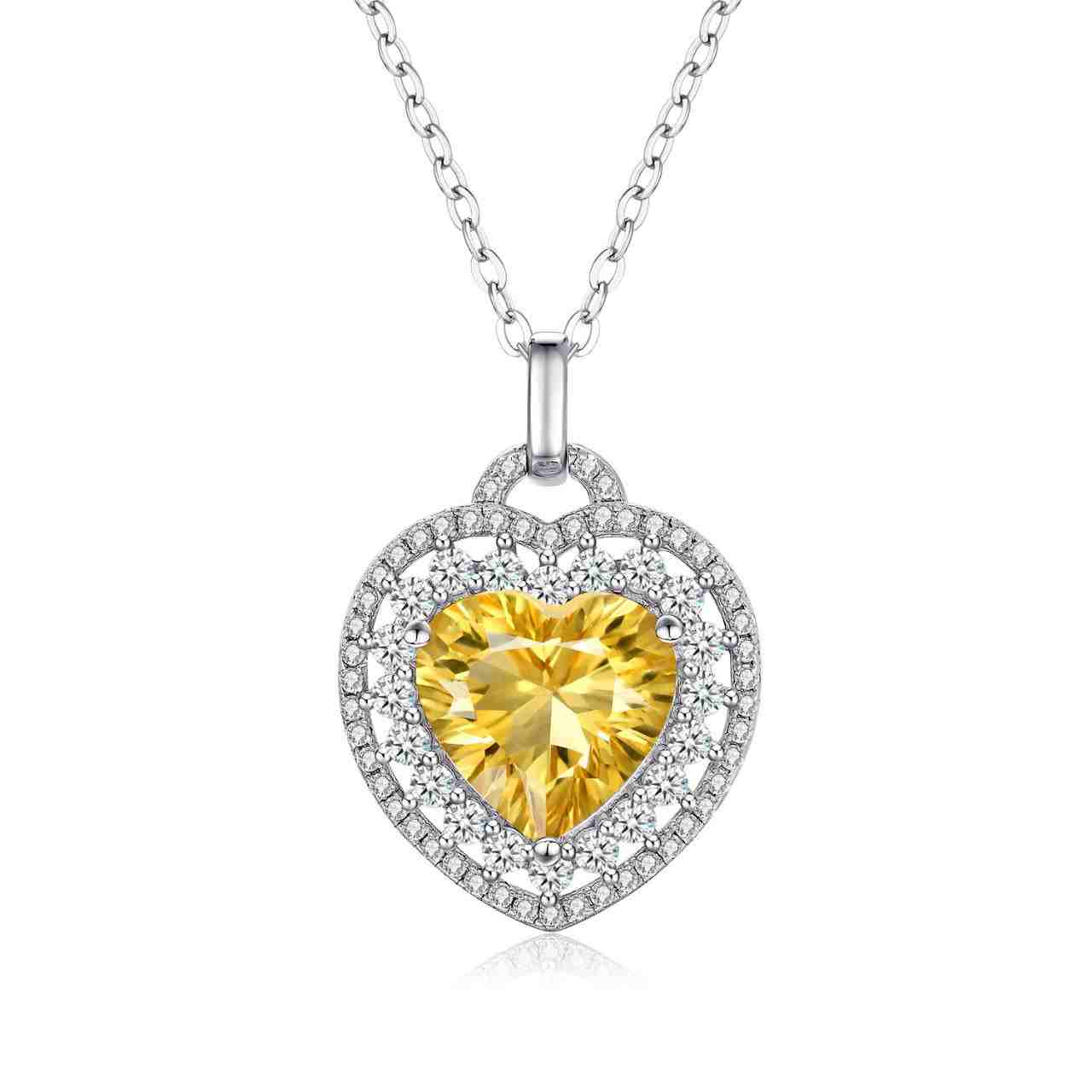 Citrine Necklace - Crystal Heart Necklace