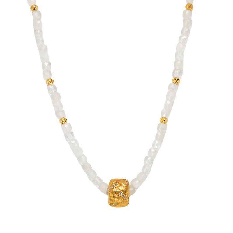 Moonstone and Gold Beaded Necklace - Moonstone Necklace