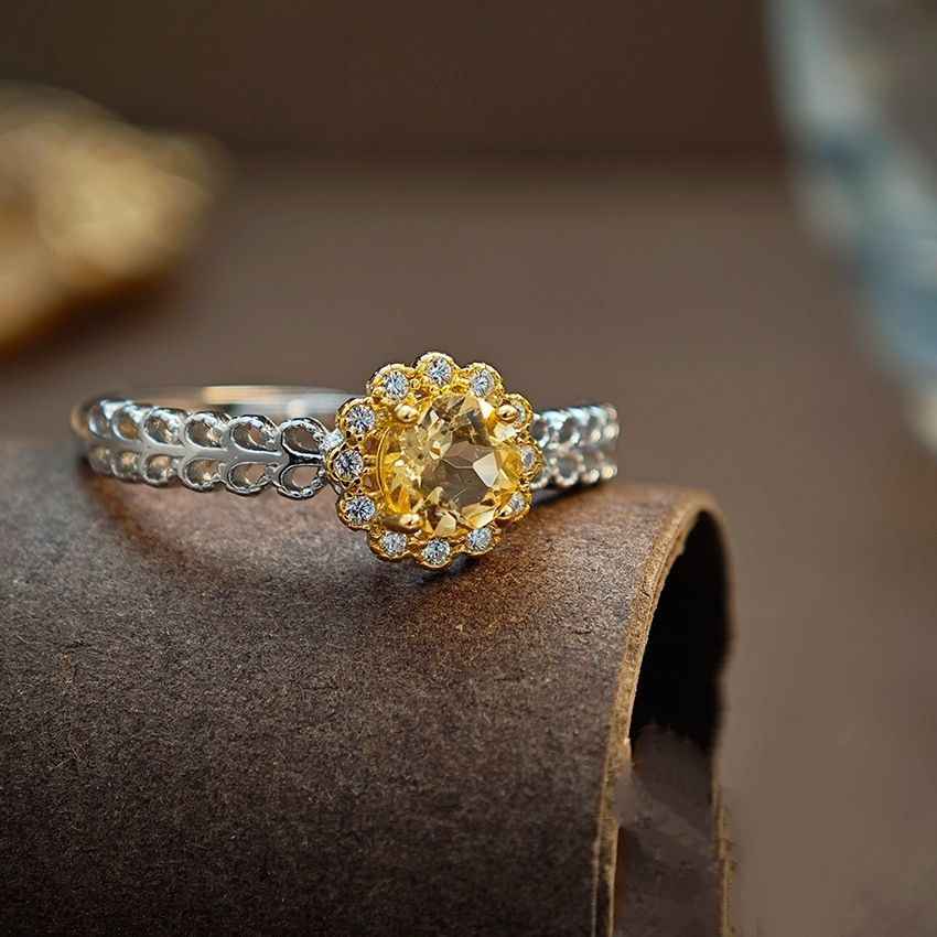 Citrine Rings Sterling Silver - Daisy Ring