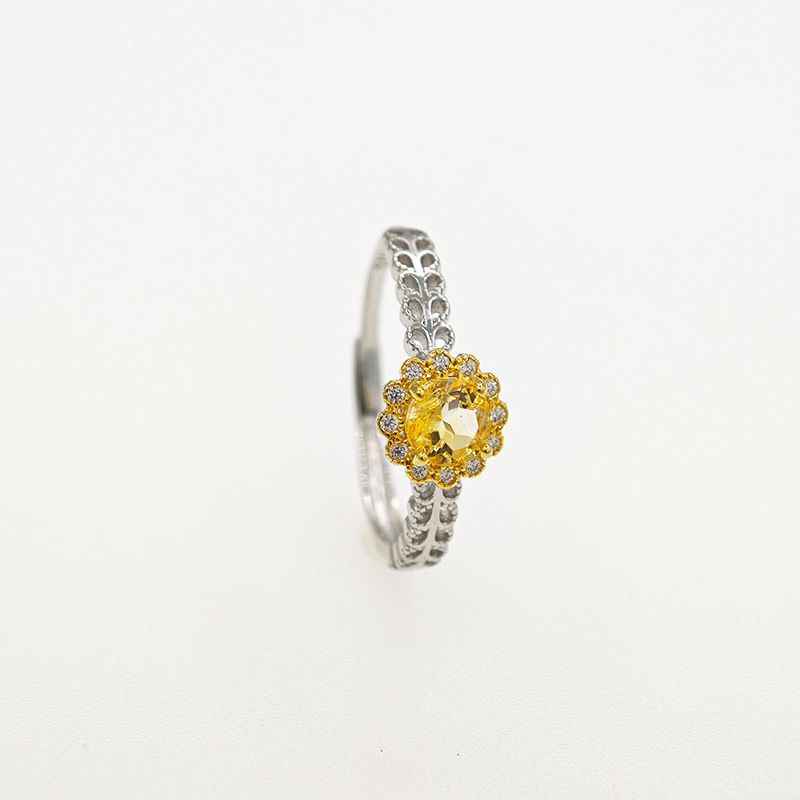 Citrine Rings Sterling Silver - Daisy Ring